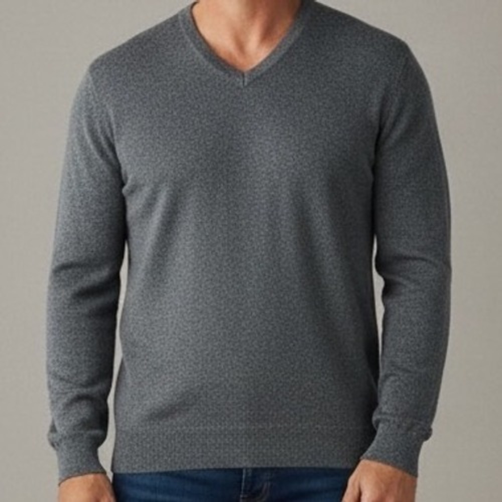 Express‎ Mens Italian Merino Wool V Neck Sweater Gray XL preppy Grandpa core